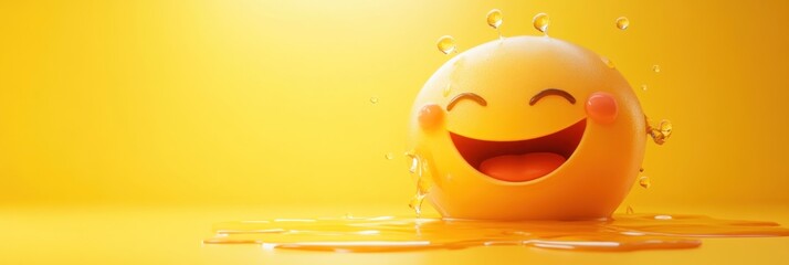 Aufkleber - Happy emoji melts into liquid.