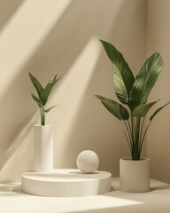 Aufkleber - Minimalist indoor plants with sunlight.