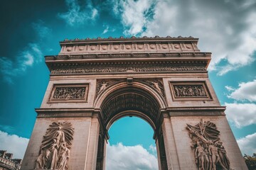 Poster - Triumphal arch against a sky with clouds.