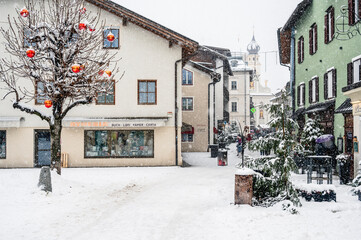 Wall Mural - Christmas markets in San Candido. Magical Val Pusteria under the snow.