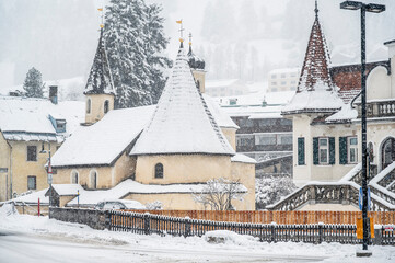 Wall Mural - Christmas markets in San Candido. Magical Val Pusteria under the snow.