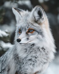 Aufkleber - Portrait of a pale fox with blue eyes.