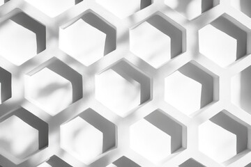 Poster - White honeycomb pattern with light and shadow.