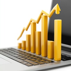 Aufkleber - Yellow graph rising on laptop.