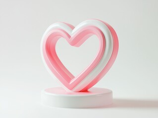 Poster - Pink and white heart on a platform.
