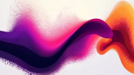Poster - Vibrant abstract waves in shades of purple, pink, and orange swirling across a light background