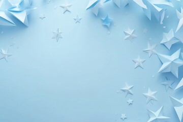 Poster - Paper stars arranged on a light blue background.
