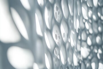 Poster - Abstract grey wall with round openings and light shadows.