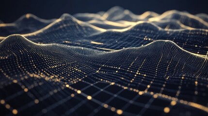 Poster - Abstract digital landscape with glowing points and lines.