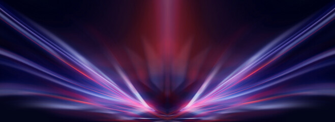 Wall Mural - abstract neon background, rays of light in the dark.