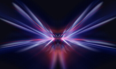 Wall Mural - abstract neon background, rays of light in the dark.