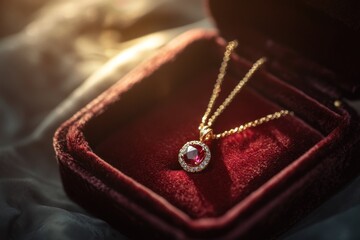 Aufkleber - Ruby necklace in velvet box.