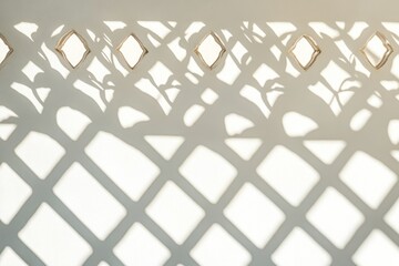 Poster - Sunlight casting geometric shadows on white wall.