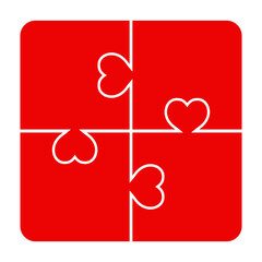 Poster - Puzzle with heart shapes, heart love valentine puzzle piece jigsaw