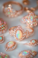 Poster - Opals set in gold, jewelry, shiny, glamorous.