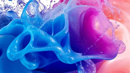 Poster - Colorful liquid splashes create abstract patterns in vibrant hues during a creative art project