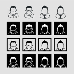 Wall Mural - Man young old boy Avatar photo profile picture image icon set collection Vector Silhouettes flat sytle
