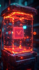 Poster - blockchain powered digital voting system with futuristic holographic ballots and secure transparency