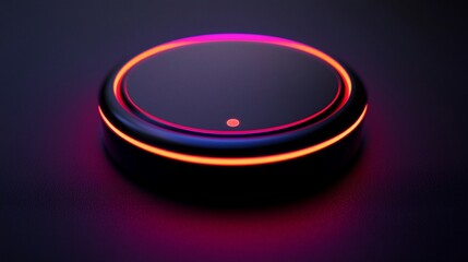 Poster - Futuristic glowing black circular device.