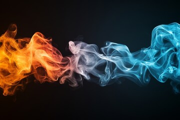 Aufkleber - Colorful wisps of smoke intertwining in a vibrant display of orange, white, and blue against a dark background