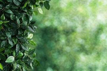 Poster - Lush green leaves creating a natural border in a serene outdoor environment during daylight