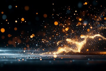 Poster - Light particles create a mesmerizing display in a dark setting with vibrant colors and sparks