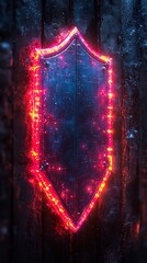 Poster - Glowing Digital Shield Protecting Encrypted Data with Cybersecurity Concept