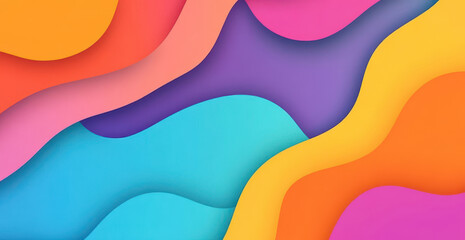 Wall Mural - Vibrant abstract background with flowing shapes in orange and blue gradient