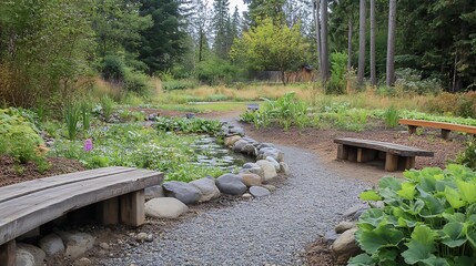 a thoughtful viewpoint of promoting environmental awareness, with interpretive trails, community gar
