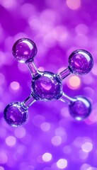 Poster - Molecular Structure, Connected Spheres on Purple Background. Scientific, Chemistry Concept