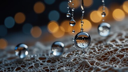 Water Droplets Falling On Delicate Lace