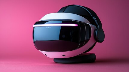 Poster - Futuristic virtual reality headset on a stand.