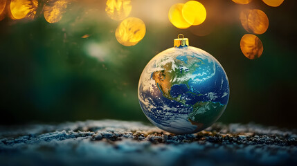 Wall Mural - cute fantasy earth sphere christmas ornament with copy space