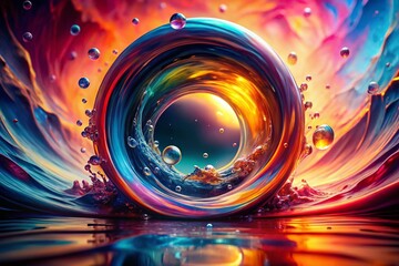 Poster - Abstract Circle Liquid Motion Flow Explosion Double Exposure Photography