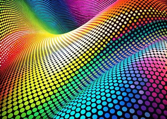 Poster - Abstract Colorful Halftone Wave Dots Pattern, Distorted Perspective, Colorful Background Texture