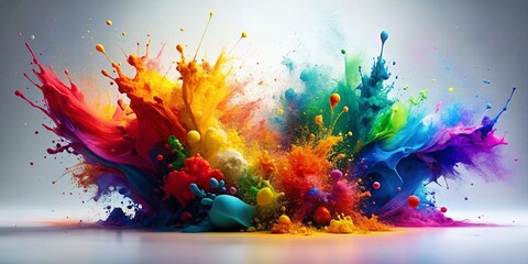Poster - Abstract Multicolor Fractal Art: Dynamic Silhouette Splash Background - Futuristic Design