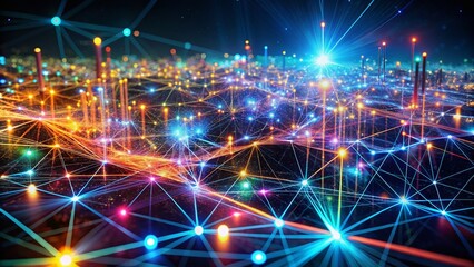 Poster - AI Network Silhouette: Data Streams & Connections - Generative Art