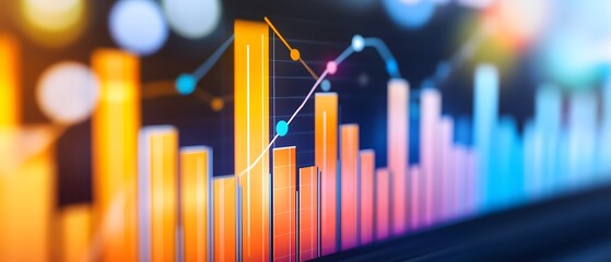Poster - Colorful bar graph showing upward trend, financial growth, data visualization.