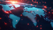 © FLOATING HEART - map world animated connections and data streams global business infrastructure technology abstract background with lights, lights illuminates a detailed map of the world with technology concept.