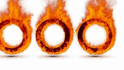 Poster - Flames engulfing three circular shapes in an artistic display of fire and light in a surreal context
