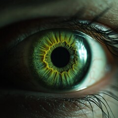 Sticker - Close-up of a human eye with green and brown patterns