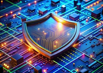Poster - Cybersecurity Network Protection: Advanced Technology Shield, Digital Security, Computer Network Defense