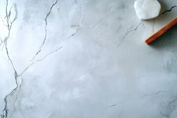 Aufkleber - Gray Concrete Surface with Kitchen Utensil and Decorative Stone
