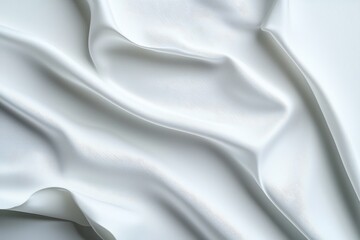 Poster - Soft White Satin Fabric with Graceful Ripples and Flowing Texture