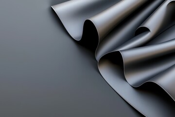 Poster - Smooth Black Fabric Waves Draped Elegantly Over a Dark Surface