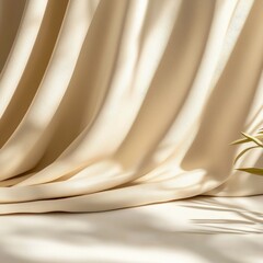 Aufkleber - Soft Cream Fabric Drapery with Shadows and Natural Light Highlights
