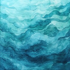Poster - Abstract Blue Ocean Waves in Soft Turquoise Tones and Textures