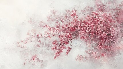 Aufkleber - Soft Blossom Branches with Pink Flowers on a Gentle Background