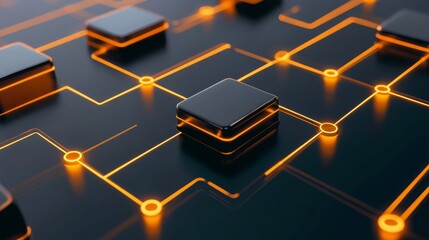 Poster - Futuristic Blockchain Network Nodes and Connections