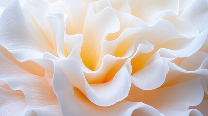 Wall Mural - Close-up of delicate, creamy-white flower petals with soft, wave-like texture and subtle yellow undertones.